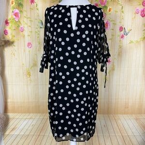 TRUTH & FABLE Black and White Polka Dot Chiffon A-Line Dress Size M